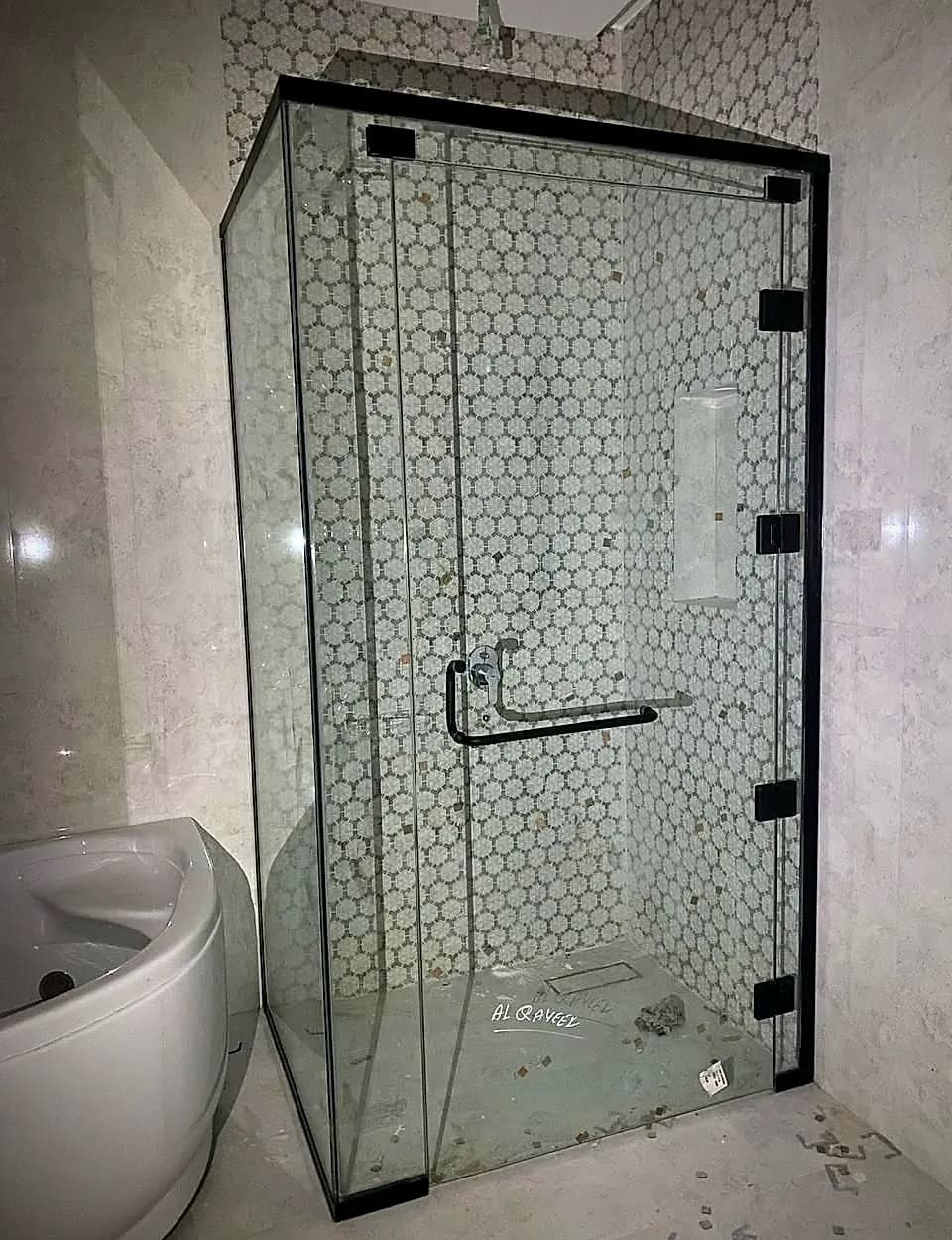 Black-Frame Shower Cabin