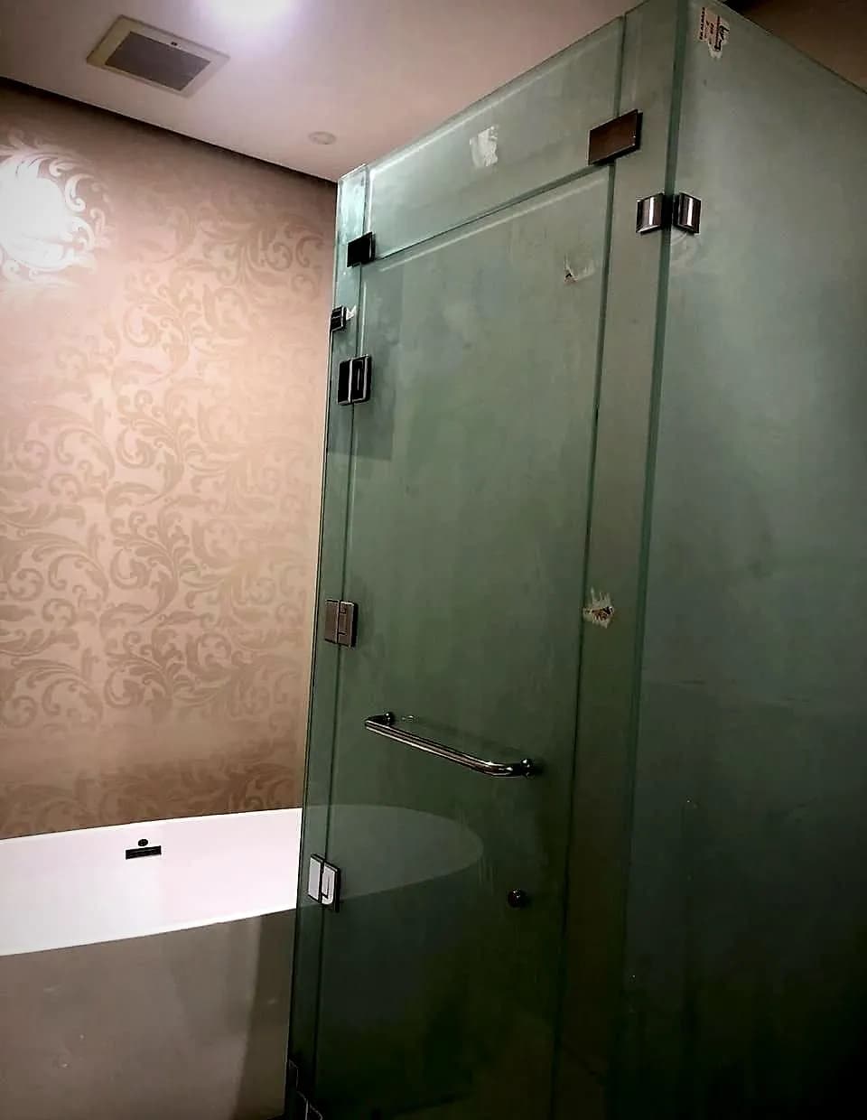 Frosted Shower & Freestanding Bath